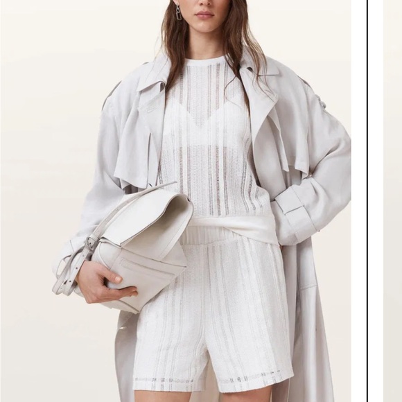 All Saints Pants - Allsaints Giana Crochet Shorts In Tofu White